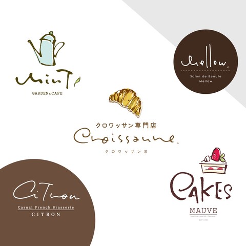 手書きの書き文字やイラストを使用したロゴデザイン