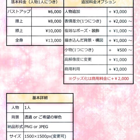 料金設定一覧表