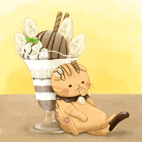 チョコバナナパフェ × 猫