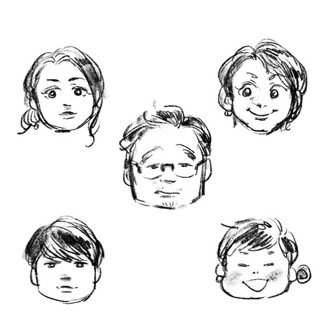家族の似顔絵