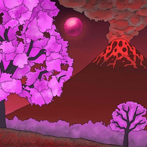 RED&MAGENTA Sakura And Volcano