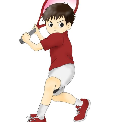 ジュニアテニス選手のイラスト制作例