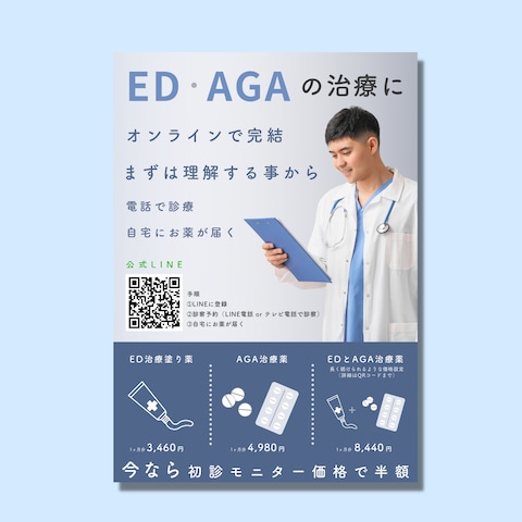 ED・AGAのオンライン治療の広告ポスター