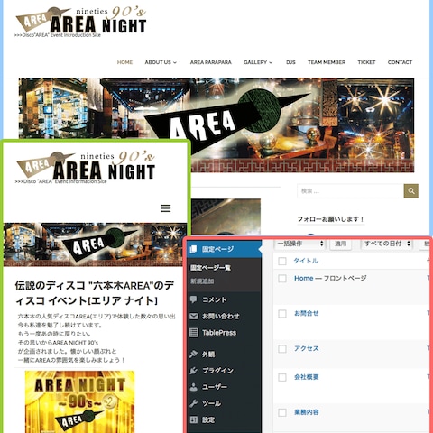 ディスコイベント AREA NIGHT90' ホームページ