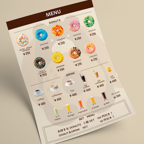 カフェ＆ドーナツのお店　モリクマ様　オープンチラシ裏面