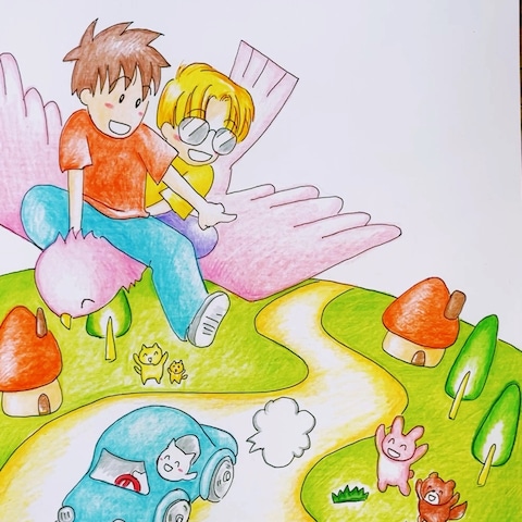 絵本から飛び出たような温かいイラストです