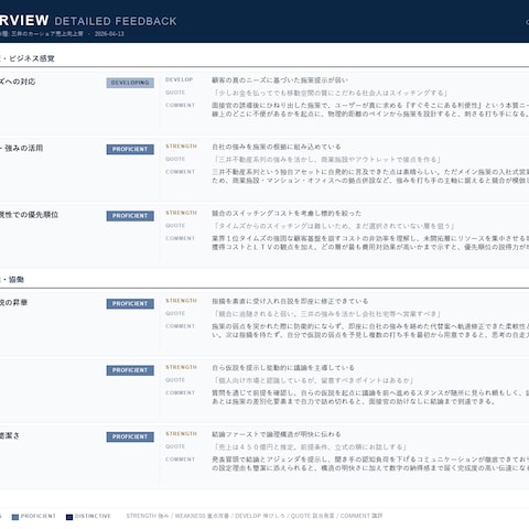 ケース面接対策のフィードバックシート2