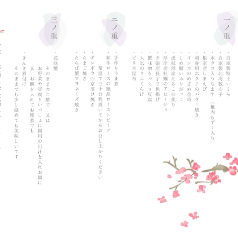 ⿻ おせち料理 ⿻ 〜お品書き〜