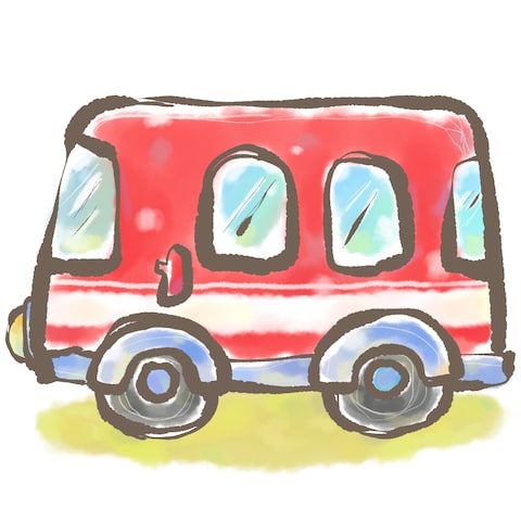 電子絵本の挿絵　レトロなバス
