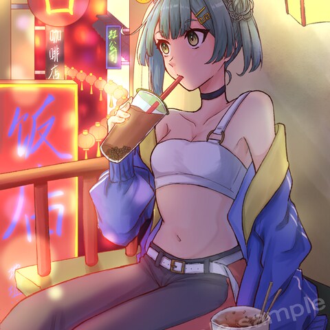 中華風少女のイラスト