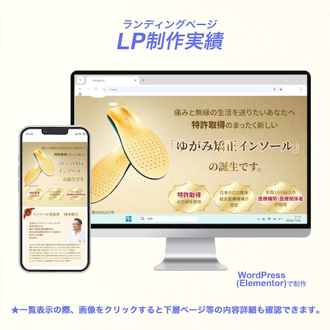 特許取得技術で制作の高級インソールの購買促進LP