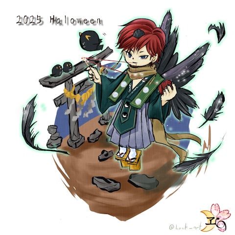 八咫烏風ハロウィンイラスト
