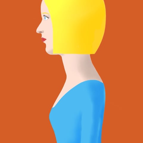 横顔の少女美人画のデジタルペインティング、デジタルイラスト、