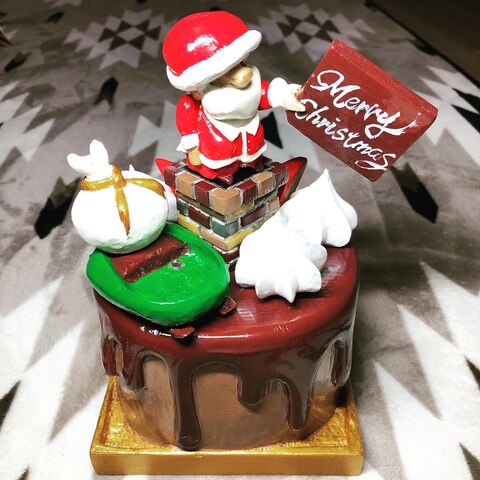 彫刻で作ったクリスマスケーキ