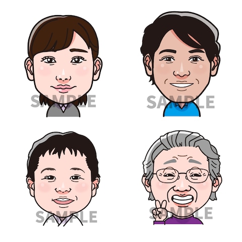 似顔絵のサンプル（ベクターイラスト）