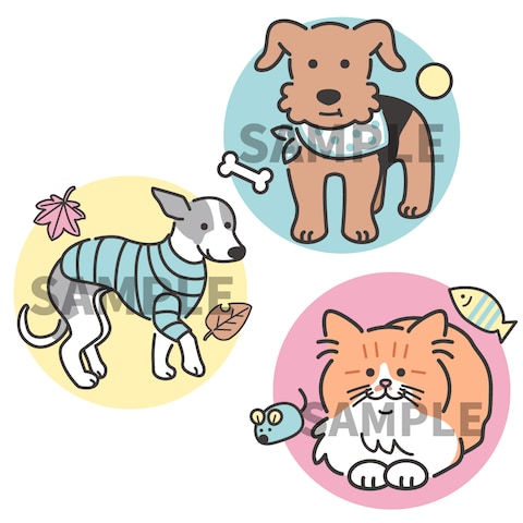 ペットイラスト（ベクターイラスト）小物付き