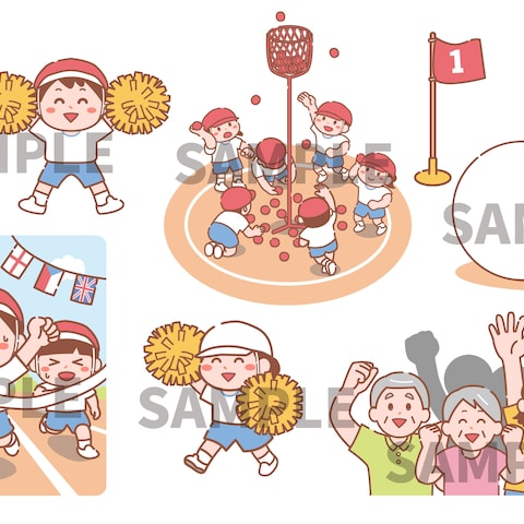 運動会のイラストセット