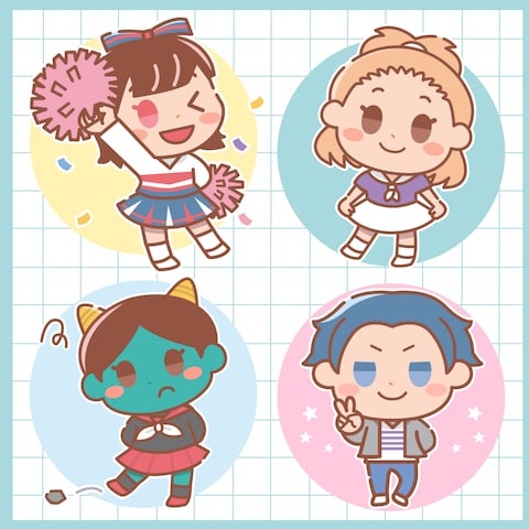 ベクター形式使用ちびキャラデフォルメイラスト