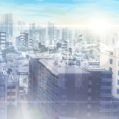 朝の街