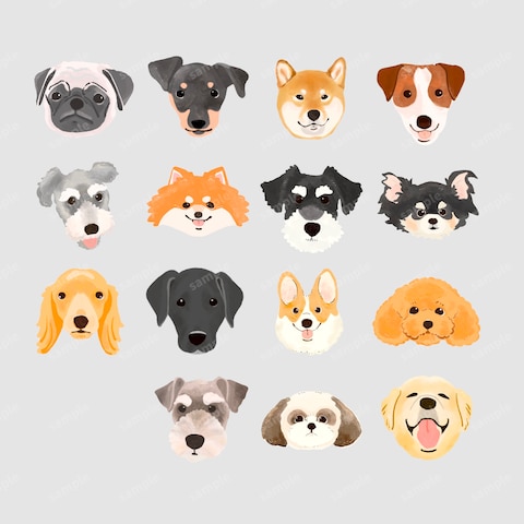 つくねの為に今出来ること！様　犬15匹グッズ制作用イラスト