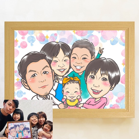 結婚10周年記念に家族で似顔絵♪