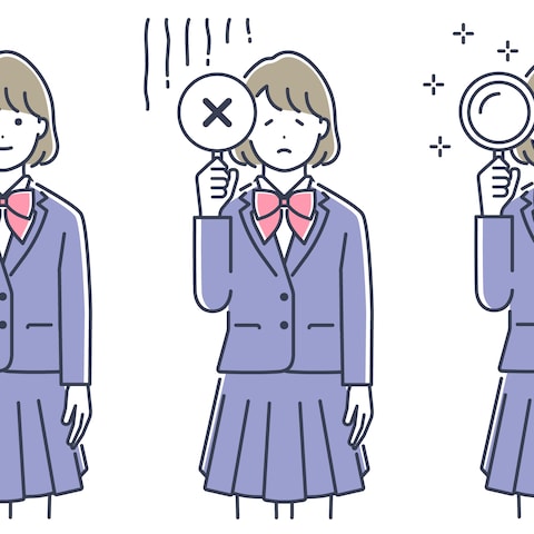 いろいろな表情の女子学生