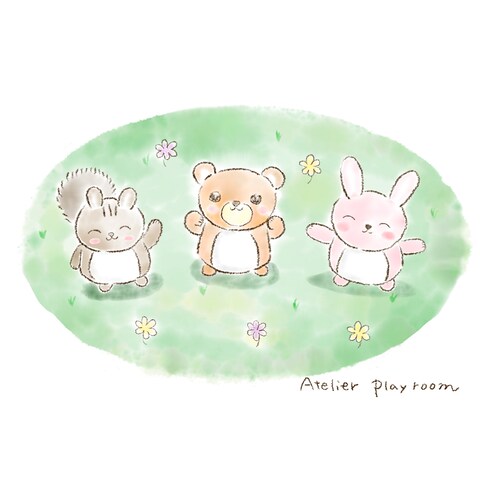 製作見本　森の動物のイラスト　