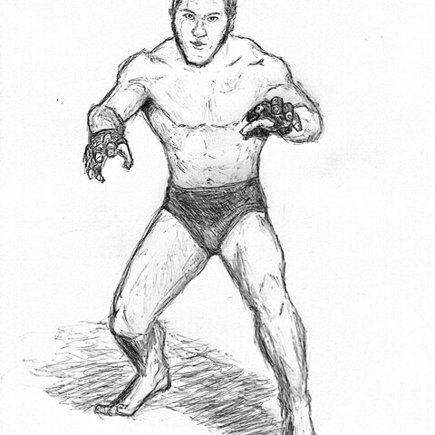 好きなプロレスラーをデッサン風に描きました！