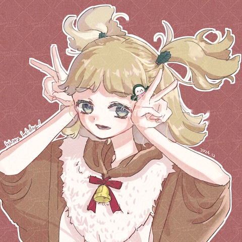 ダブルピースでトナカイの真似っこ
