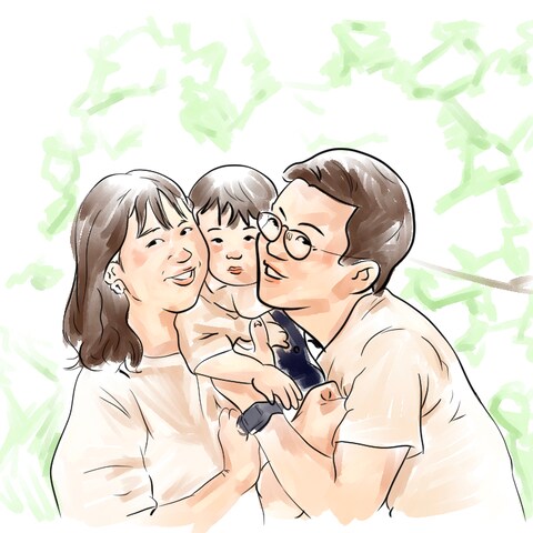 家族の似顔絵イラスト