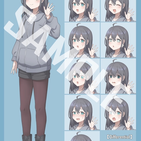 動画投稿者様の立ち絵と表情差分9個作成
