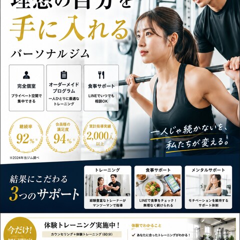 パーソナルジム集客のチラシのサンプル