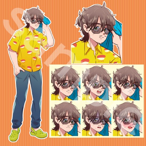 TRPGなどの立ち絵・表情差分サンプル(男性キャラ)