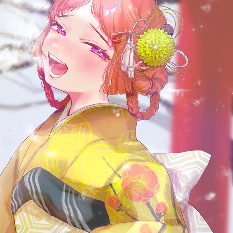 成人式姿のコテキャイラスト(ご依頼品)