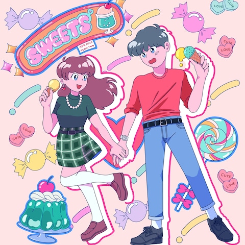 80’s風レトロポップイラスト(A)／グッズ・Webに最適