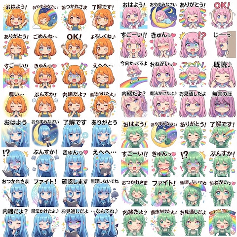 可愛い女子のLINEスタンプサンプル1