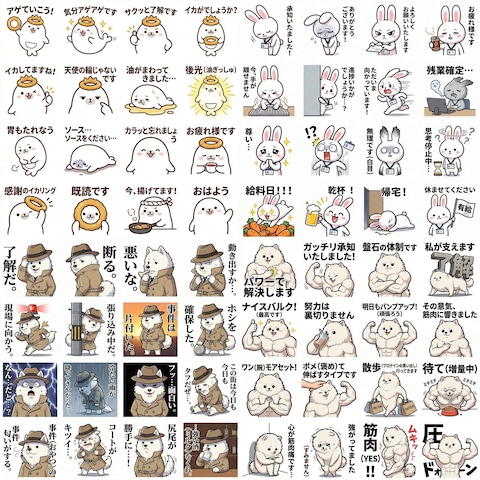 可愛いキャラクターのLINEスタンプ　サンプル2