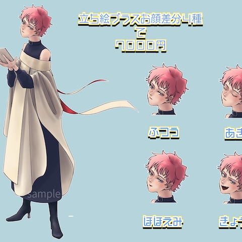 TRPGキャラクターの立ち絵、表情差分