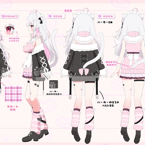 VTuber三面図/小花衣こより