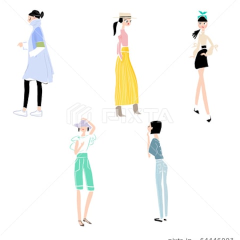 色々なファッションの女性のイラスト