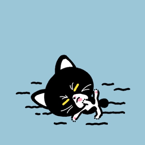 ゴロンする黒ネコ