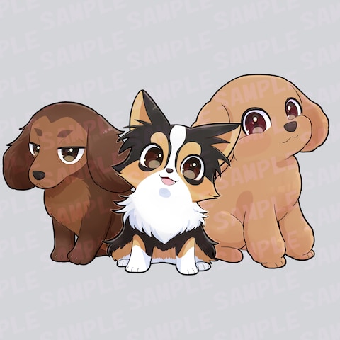 【販売実績】犬３匹のイラスト