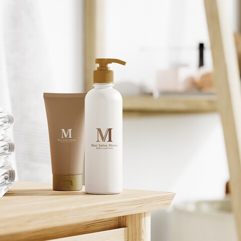 Hair Salon Mirror ロゴのモックアップ