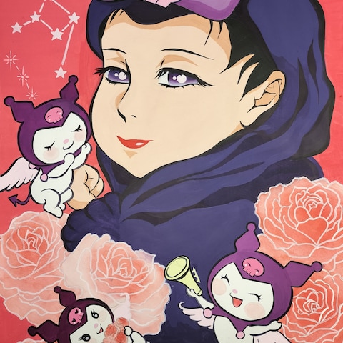 ほんのり、アニメ版の「鬼滅の刃」風の似顔絵。