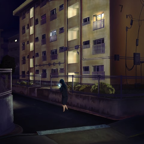 背景(建物)+人物の例