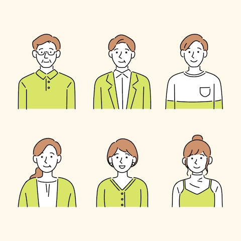 さまざまな年代のシンプルなベクターアイコン