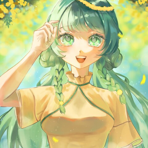 ミモザデザインの一枚絵イラスト