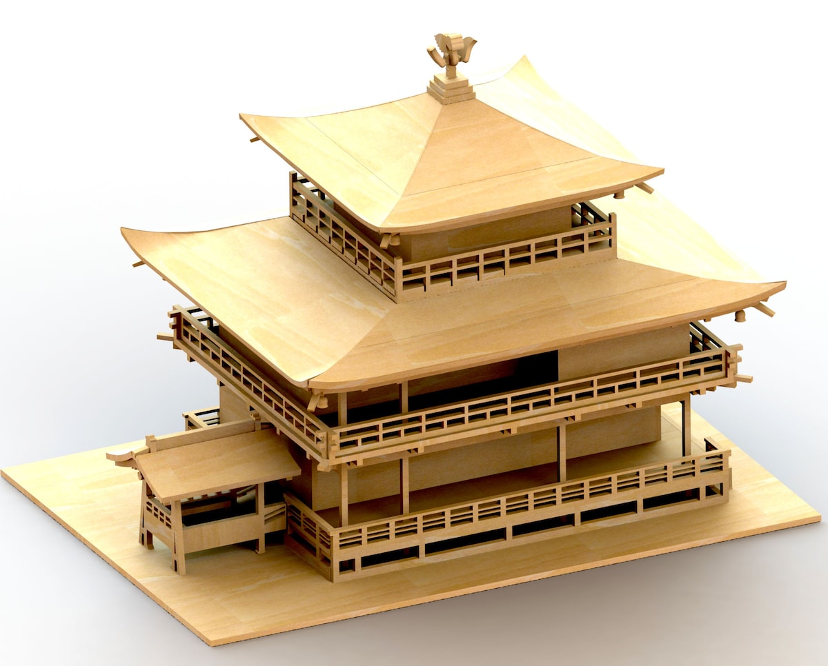 3Dパズル　kigumi　の金閣寺　を3D化しました。