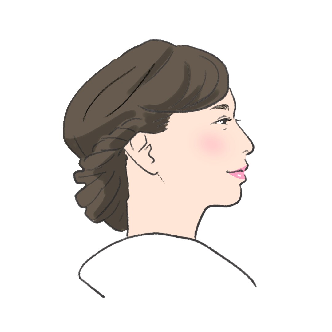 着物姿の女性の横顔似顔絵