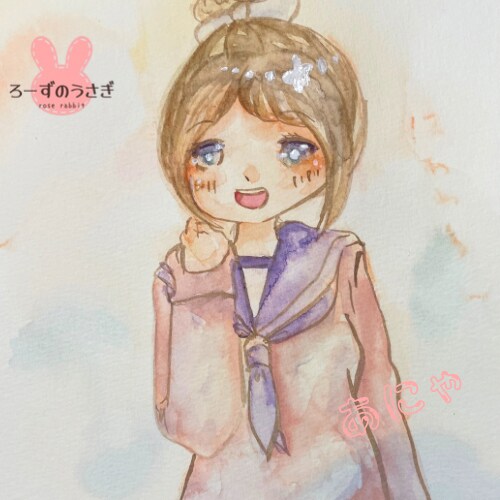 【落書き】ふわかわ水彩イラスト〜女の子